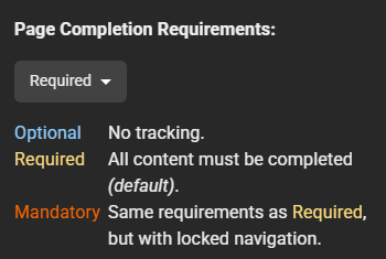 Page Completion Requirements