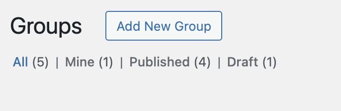 Groups list page with Add New button