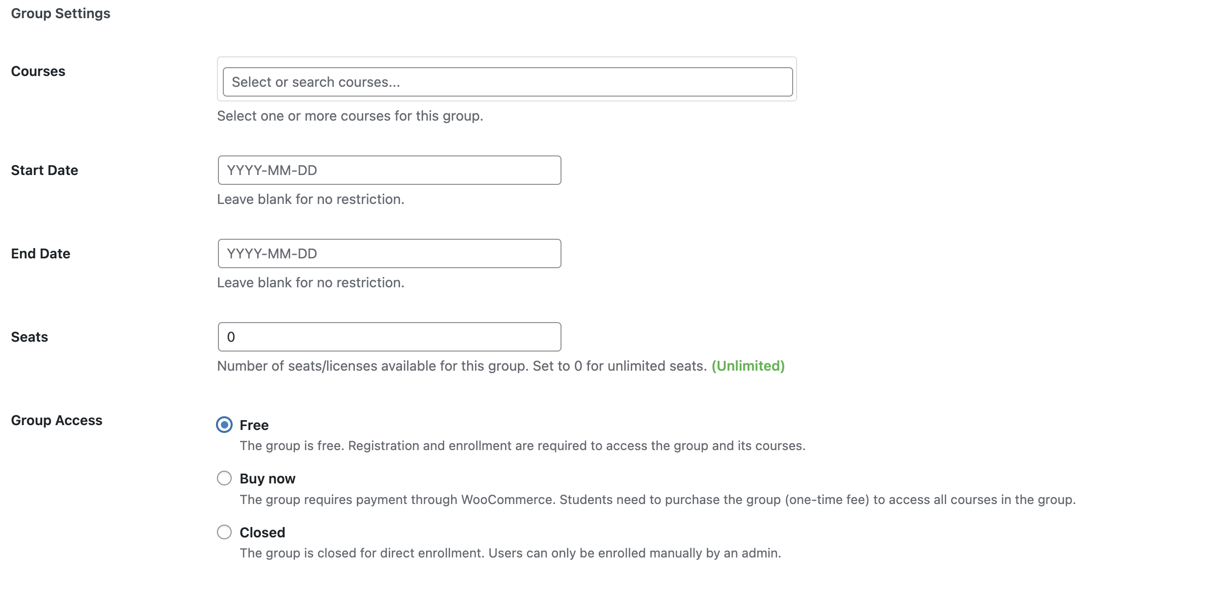 Group Settings meta box